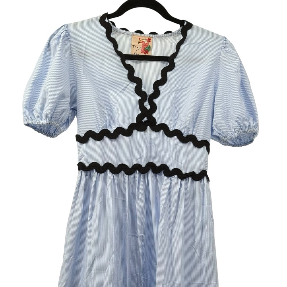 TRULY 4 You Blue and Black Short Sleeve Tiered Maxi Dress - Picture 3 of 12